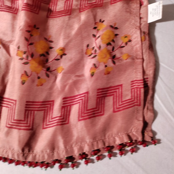 Amos Handcrafted For You Scarf Peach Colored Silk Scarf with Beads - Imperfect - Picture 9 of 16